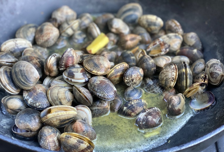 Venusmuscheln-Wok-grillen